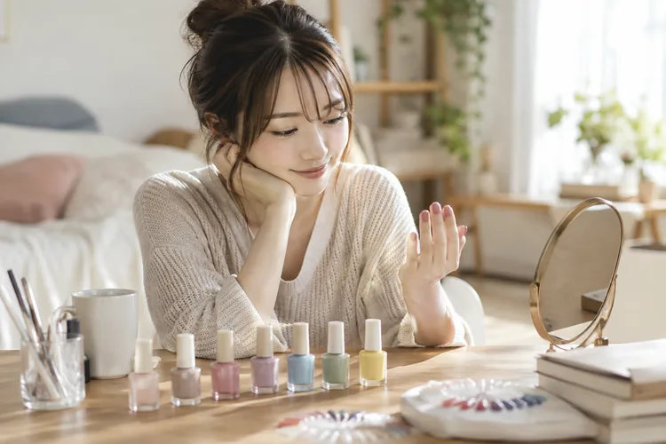 推し色ネイルのデザインに迷ったらをイメージした写真