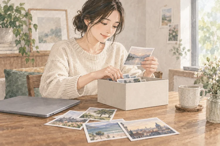 別れた後の写真は消すべき?|スマホと共有アルバムを分けて整理するのAI生成イメージイラスト