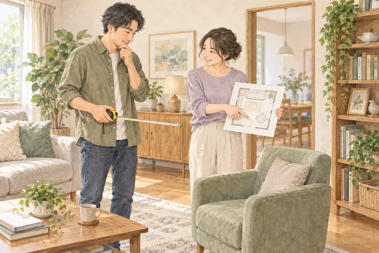 恋人と部屋の模様替えをするとき｜捨てない・勝手に動かさない相談の手順のAI生成イメージイラスト
