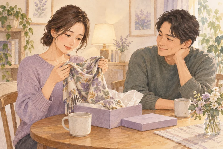 恋人から好みと違う贈り物をもらったら｜お礼と使い方を分けて伝えるのAI生成イメージイラスト