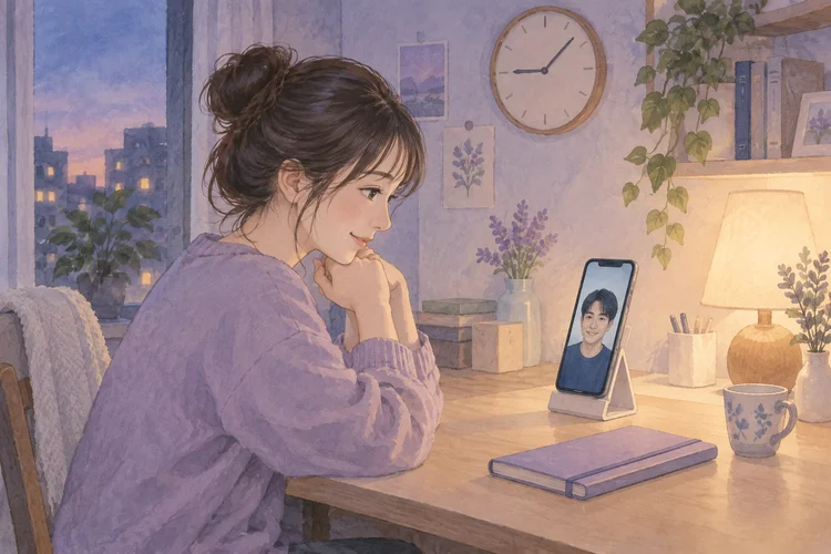 好きな人と初めてビデオ通話する前に|時間・場所・終わり方の準備のAI生成イメージイラスト