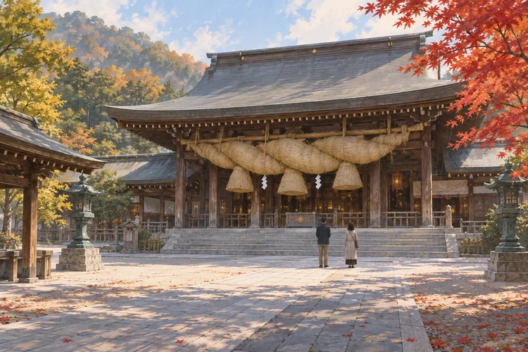 福津・宮地嶽神社へ｜恋の宮と光の道、参拝時間を分けて計画するのAI生成イメージイラスト（実景ではありません）