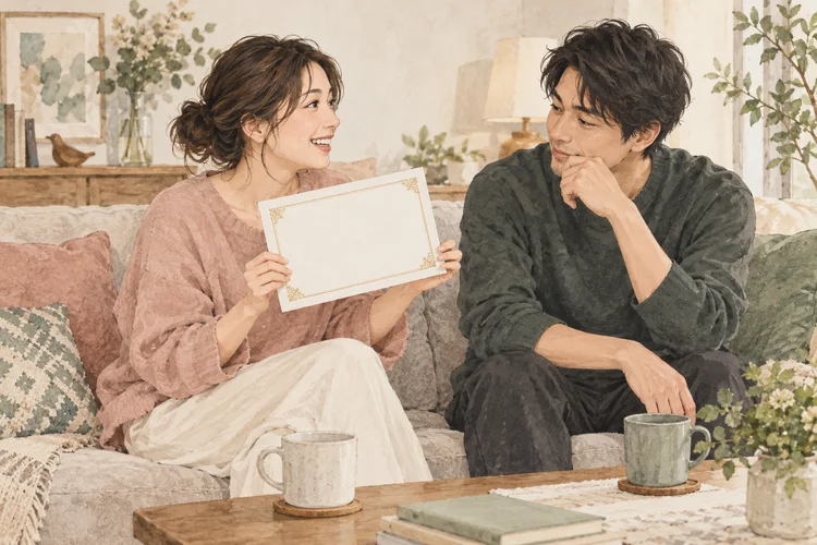 恋人のうれしい報告に焦ってしまうとき|祝う気持ちと比較を分けるのAI生成イメージイラスト