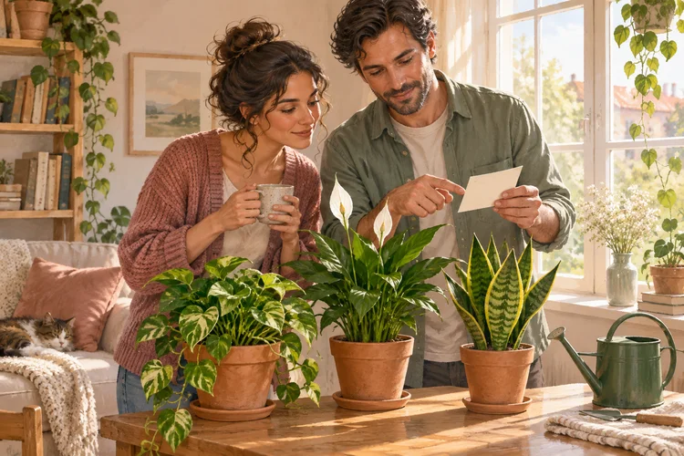 留守中の植物の世話を恋人に頼むとき｜作業・鍵・連絡の範囲を決めるのAI生成イメージイラスト