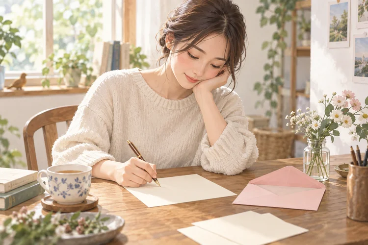 恋人への手紙に何を書く？｜出来事と気持ちを自分の言葉で届けるのAI生成イメージイラスト