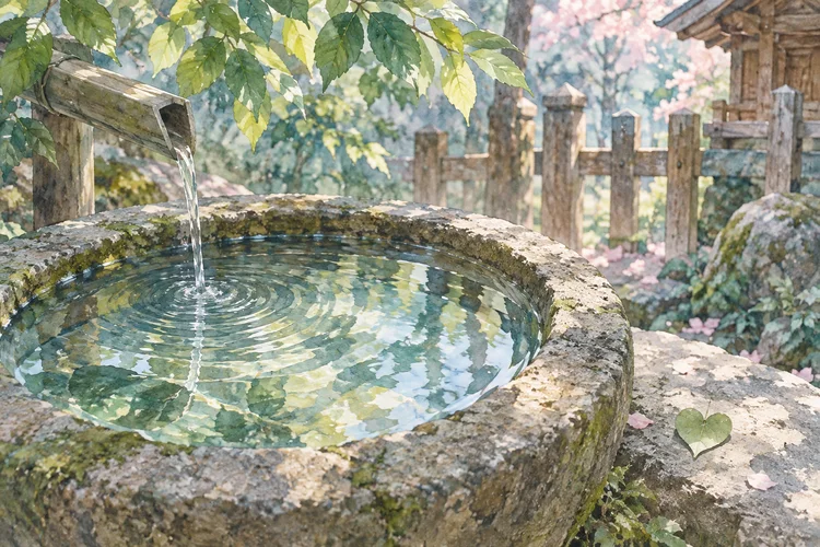 名古屋・高牟神社へ|古井の水の伝承と今池の参拝を知るをイメージしたAI生成イラスト(実景ではありません)