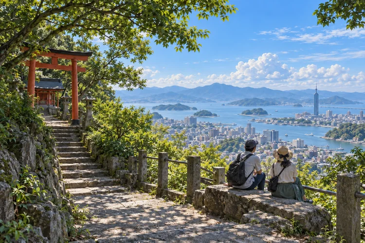 福岡・鷲尾愛宕神社へ｜室見駅からの坂道、眺望と参拝前の確認のAI生成イメージイラスト（実景ではありません）